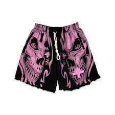images (10) Skull Face Shorts "Black/Pink"