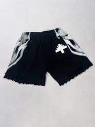 Vertabrae Skull Storm Distressed Black Shorts